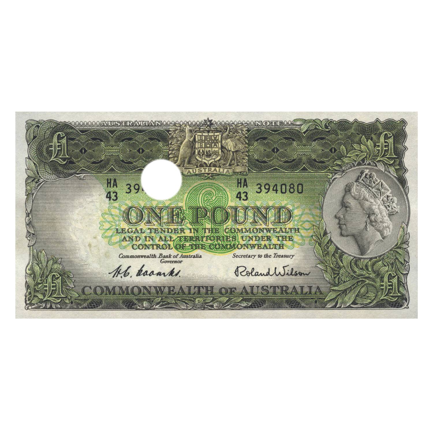 Australia Elizabeth II 1953 £1 R33 Coombs/Wilson Commonwealth Bank about Uncirculated Banknote