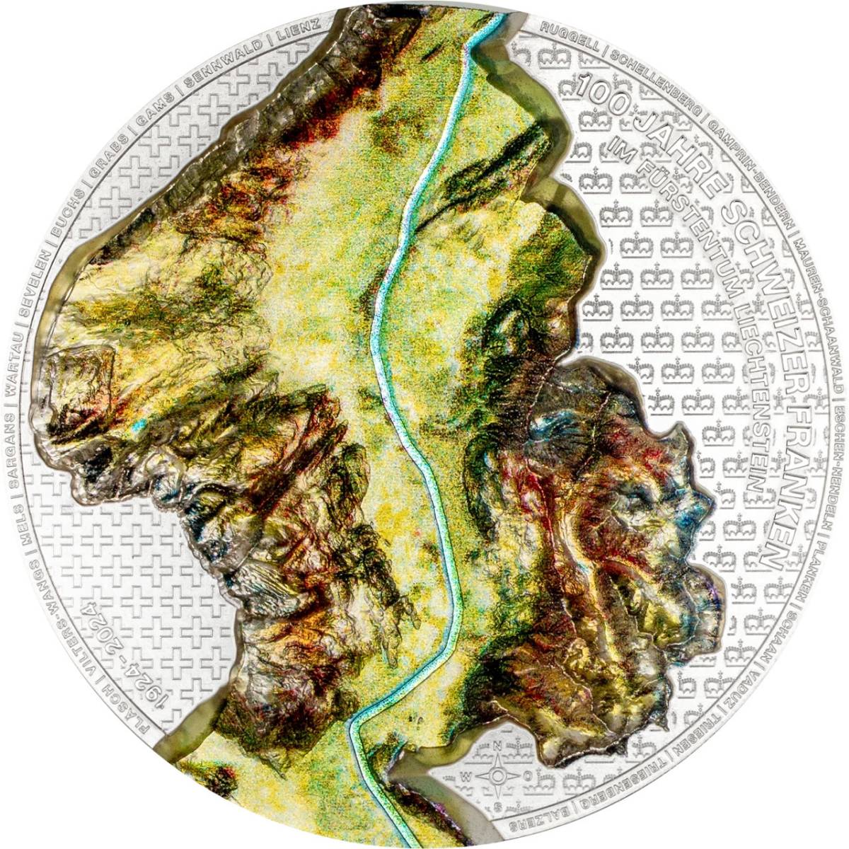 Liechtenstein Swiss Franc Centenary 2024 5 Francs 1oz Silver Brilliant Uncirculated Coin