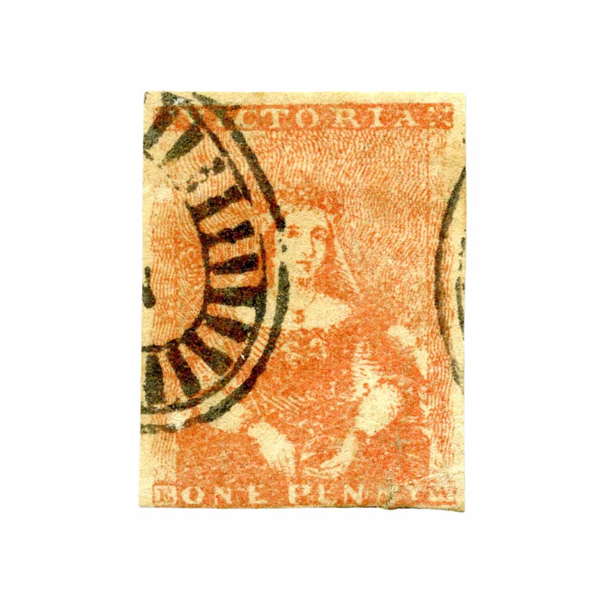 1850 Victoria 1d Red Half Length FINE USED