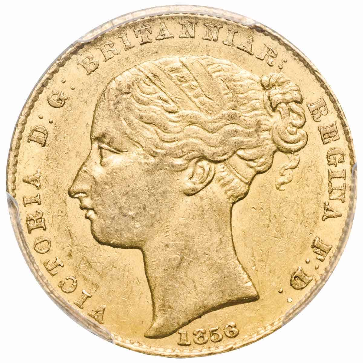 1856 Sydney Mint Sovereign Type I PCGS AU55 - Image 2