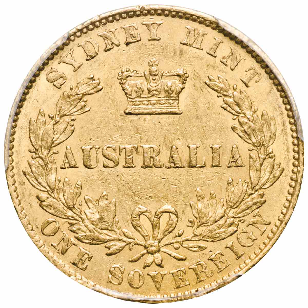 1856 Sydney Mint Sovereign Type I PCGS AU55 - Image 3