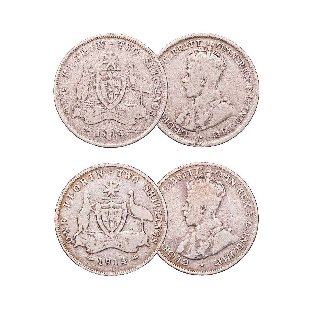 1914 & 1914H Florin Pair Good-Very Good