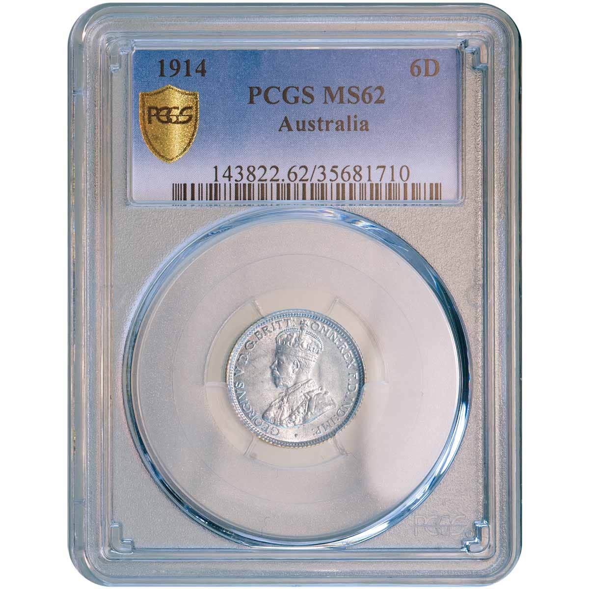 1914 Sixpence PCGS MS62 (Uncirculated)
