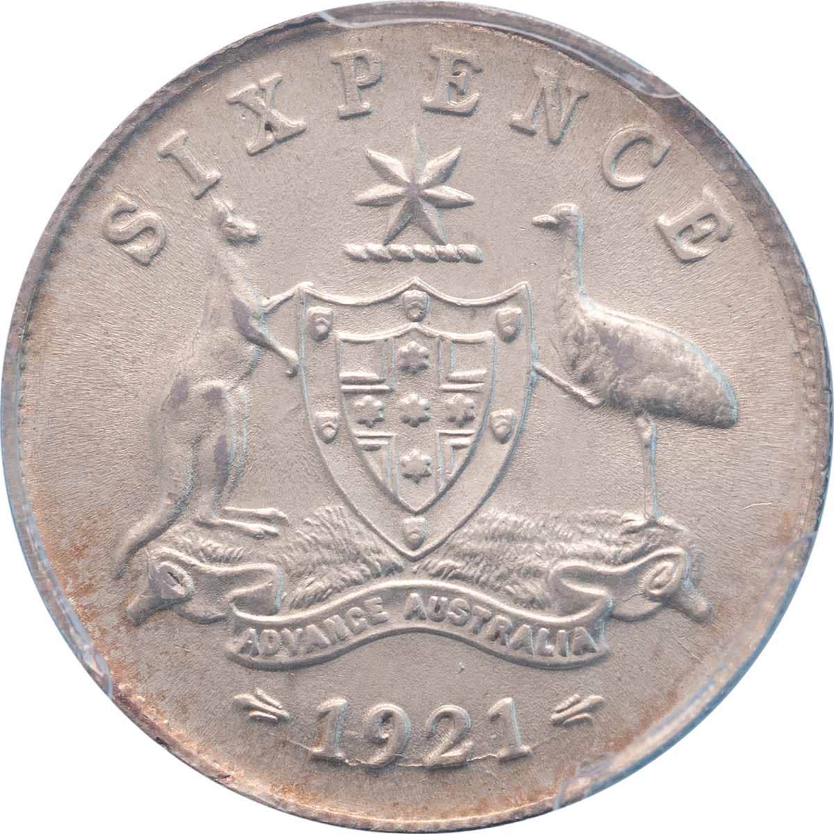 1921 Sixpence PCGS MS64 (Choice Uncirculated) - Image 2
