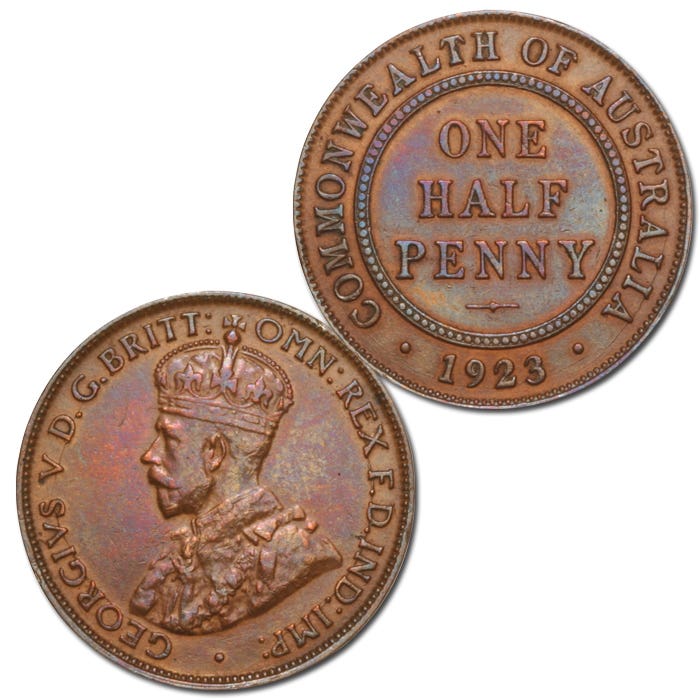 1923 Halfpenny about Very Fine