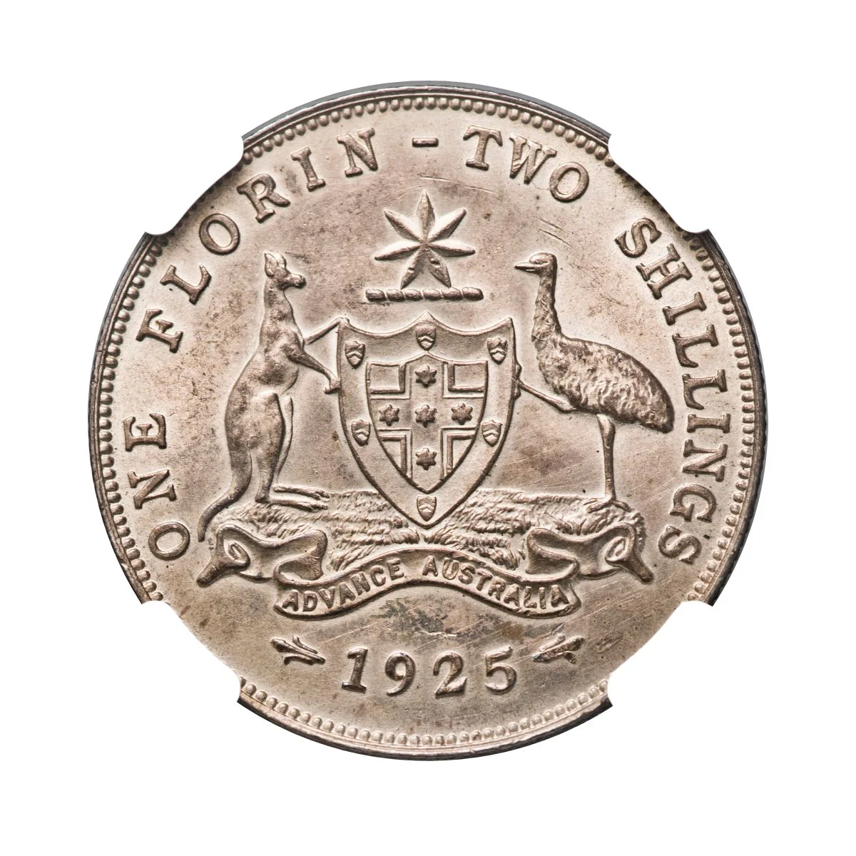 Australia George V 1925 Florin NGC MS63 (Choice Uncirculated) - Image 3