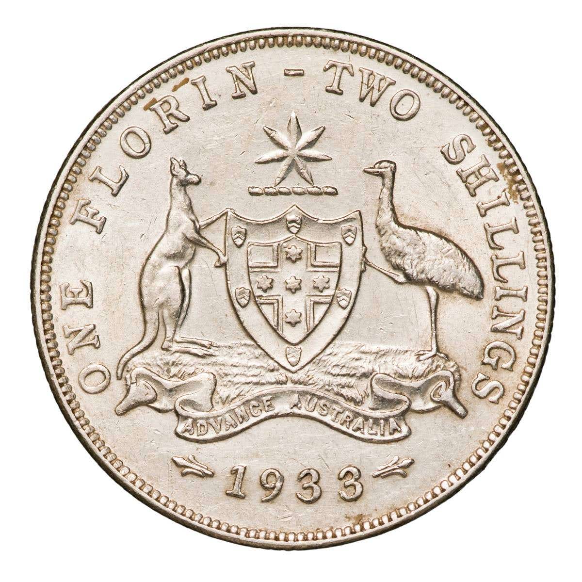 1933 Florin about Uncirculated