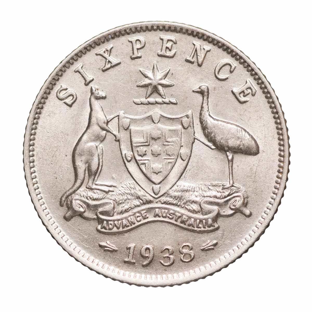 1938 Sixpence about Uncirculated