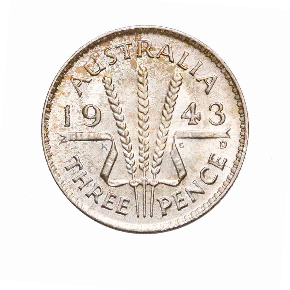 1943D Threepence Uncirculated