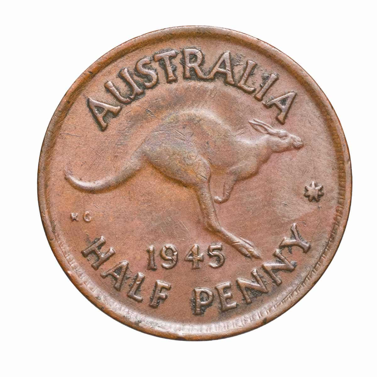 1945 Halfpenny about Uncirculated