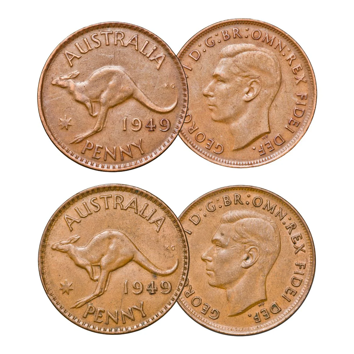 1949 Penny Double Date & Standard Type Pair Fine-Very Fine