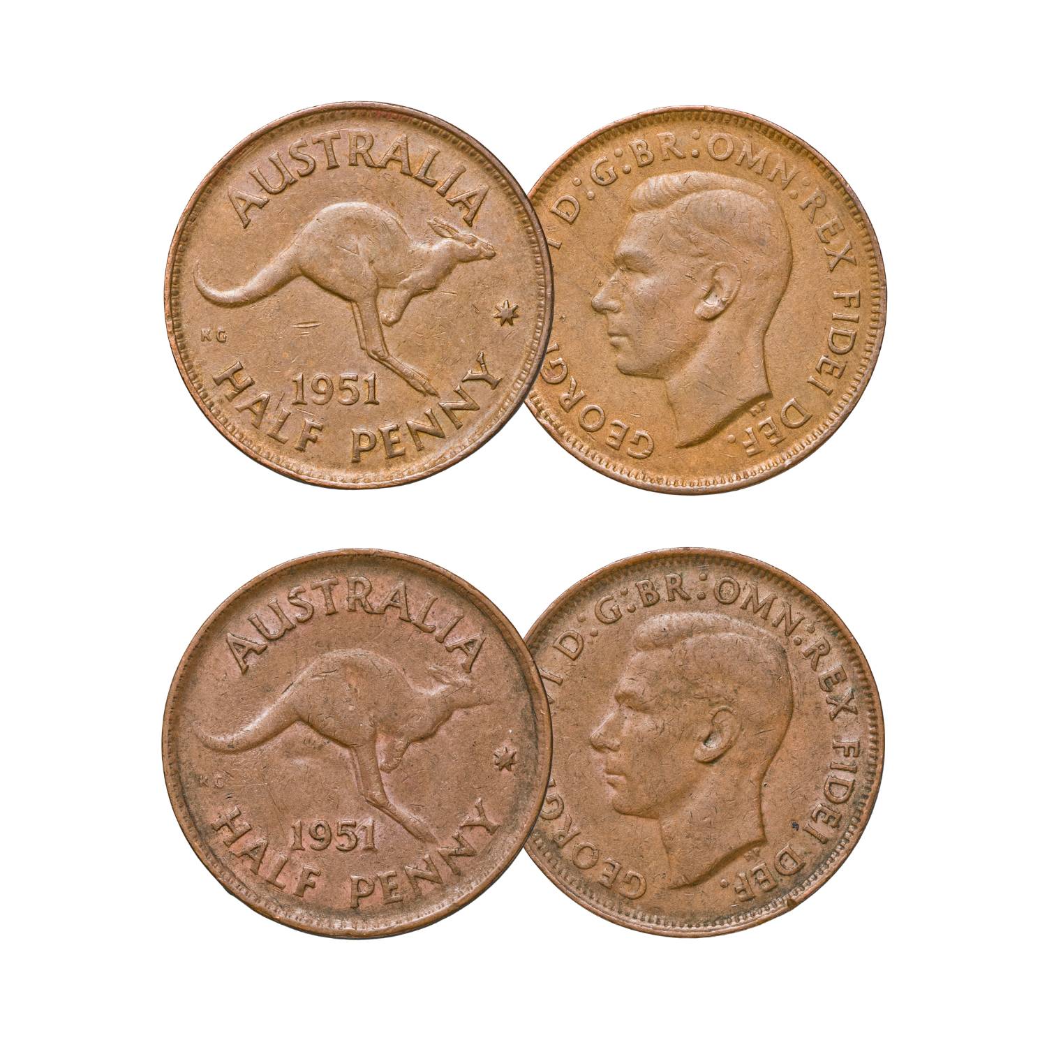 Australia 1951 Half Penny with 1949 Obverse Very Fine