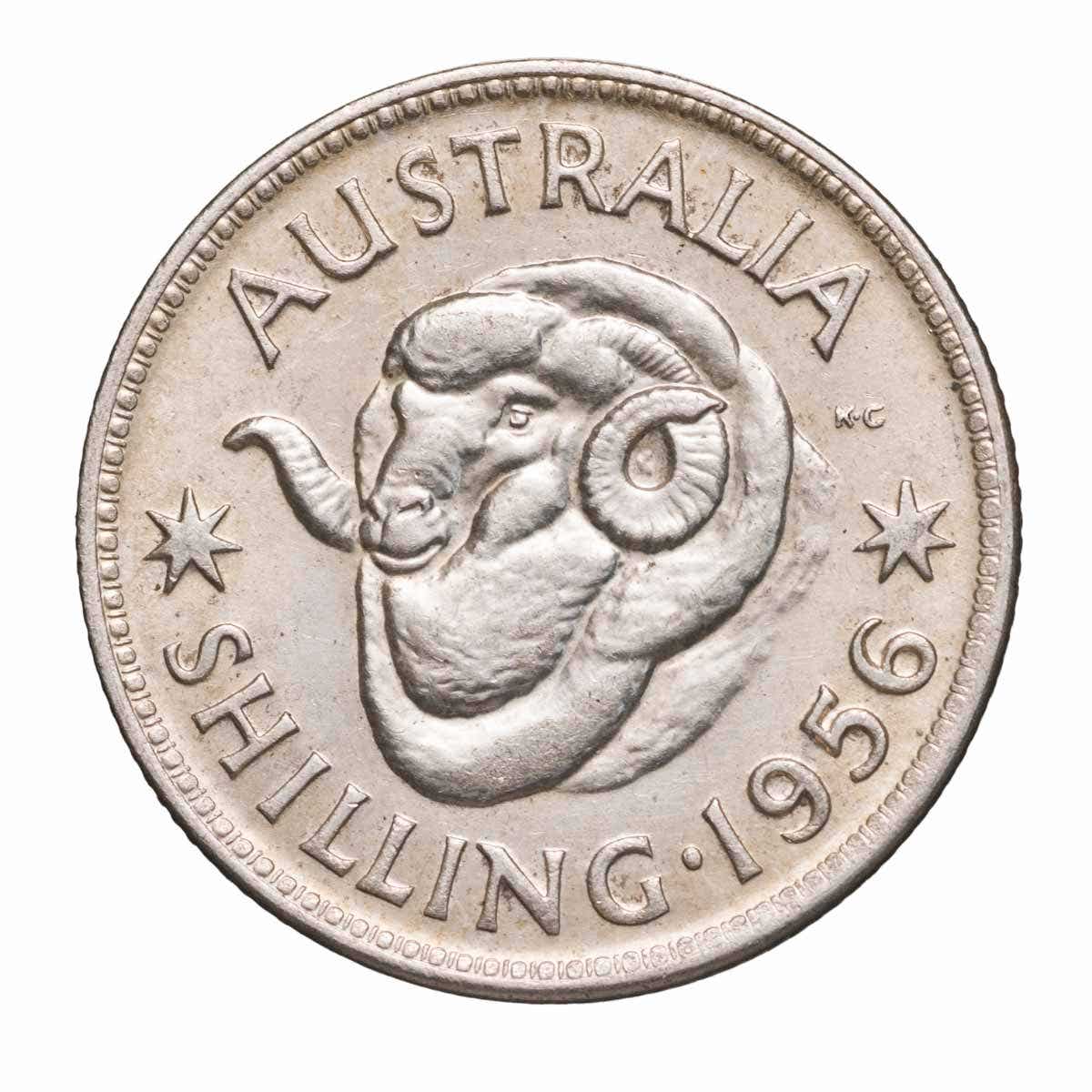 1956 Shilling about Uncirculated