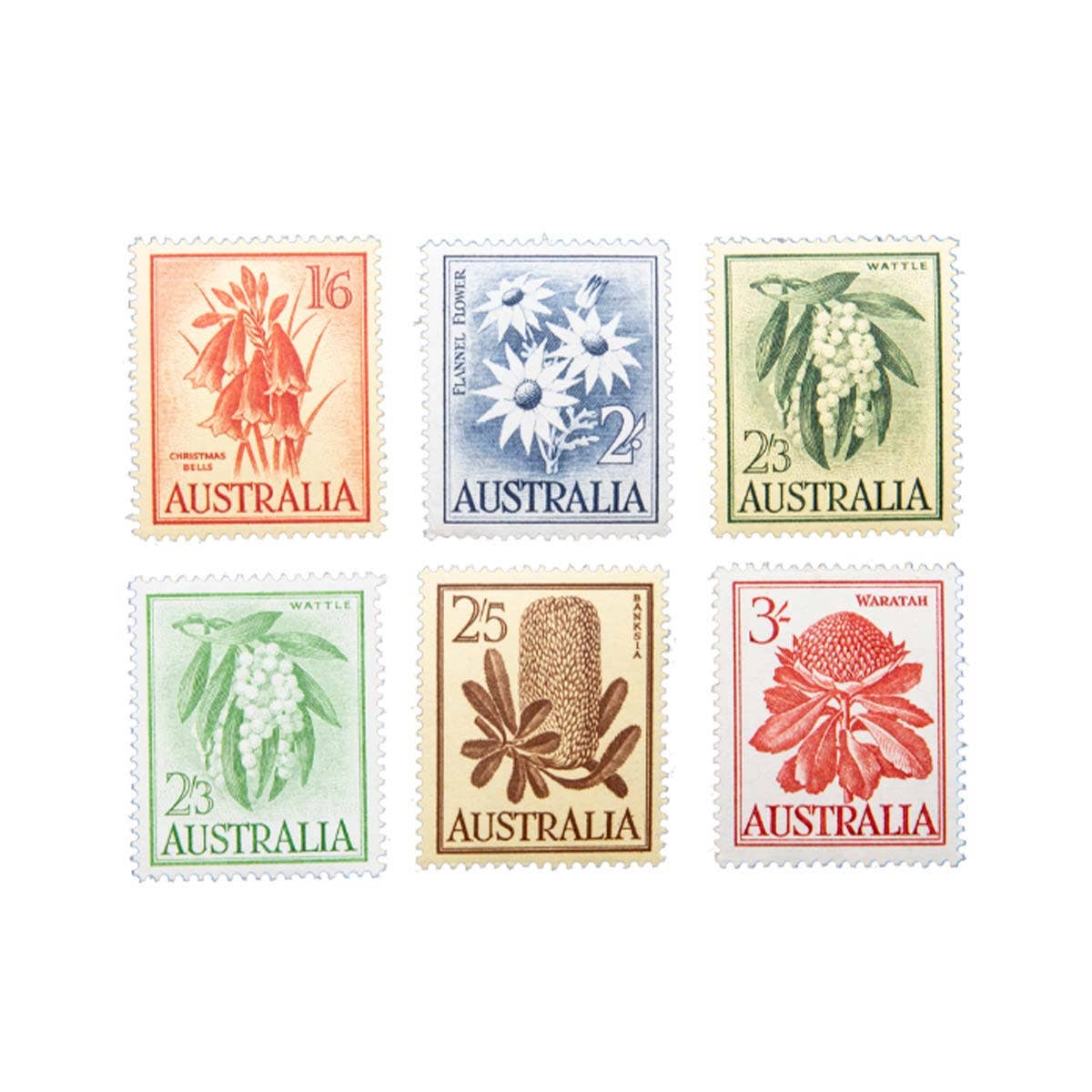 Australia Native Flowers 1958-64 6-Stamp Set Mint Unhinged