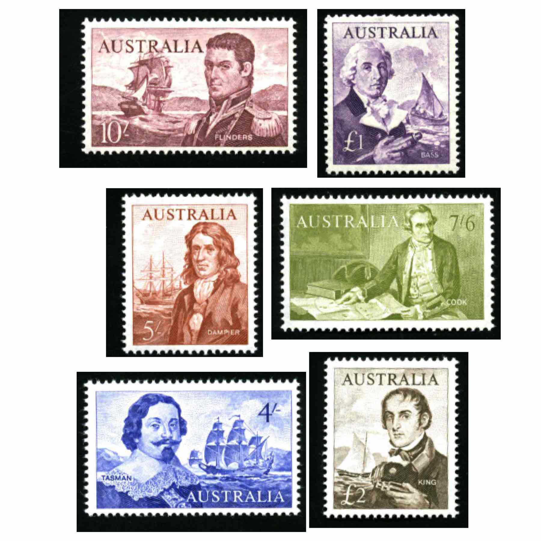 Australia Navigators 1963 Mint Unhinged Predecimal 6-Stamp Set - Image 2