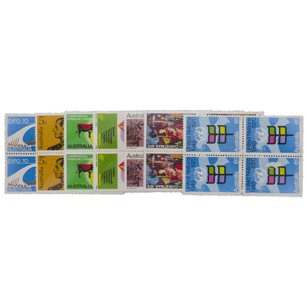 Australia 1966-70 Blocks of Four Stamps 25-Block Set Mint Unhinged - Image 2