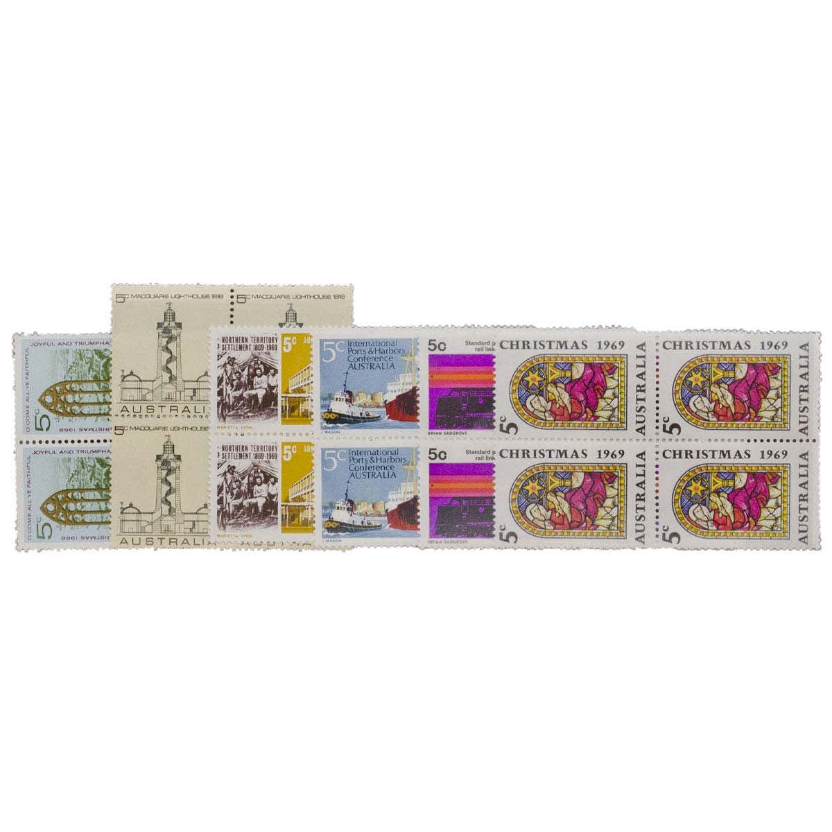 Australia 1966-70 Blocks of Four Stamps 25-Block Set Mint Unhinged - Image 3