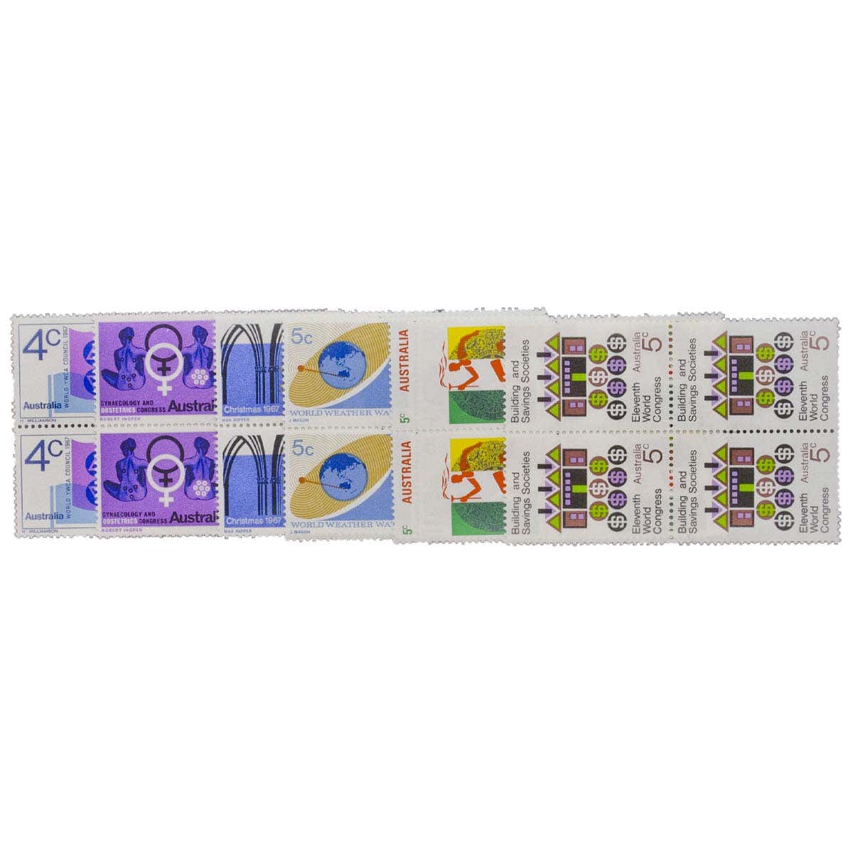 Australia 1966-70 Blocks of Four Stamps 25-Block Set Mint Unhinged - Image 4