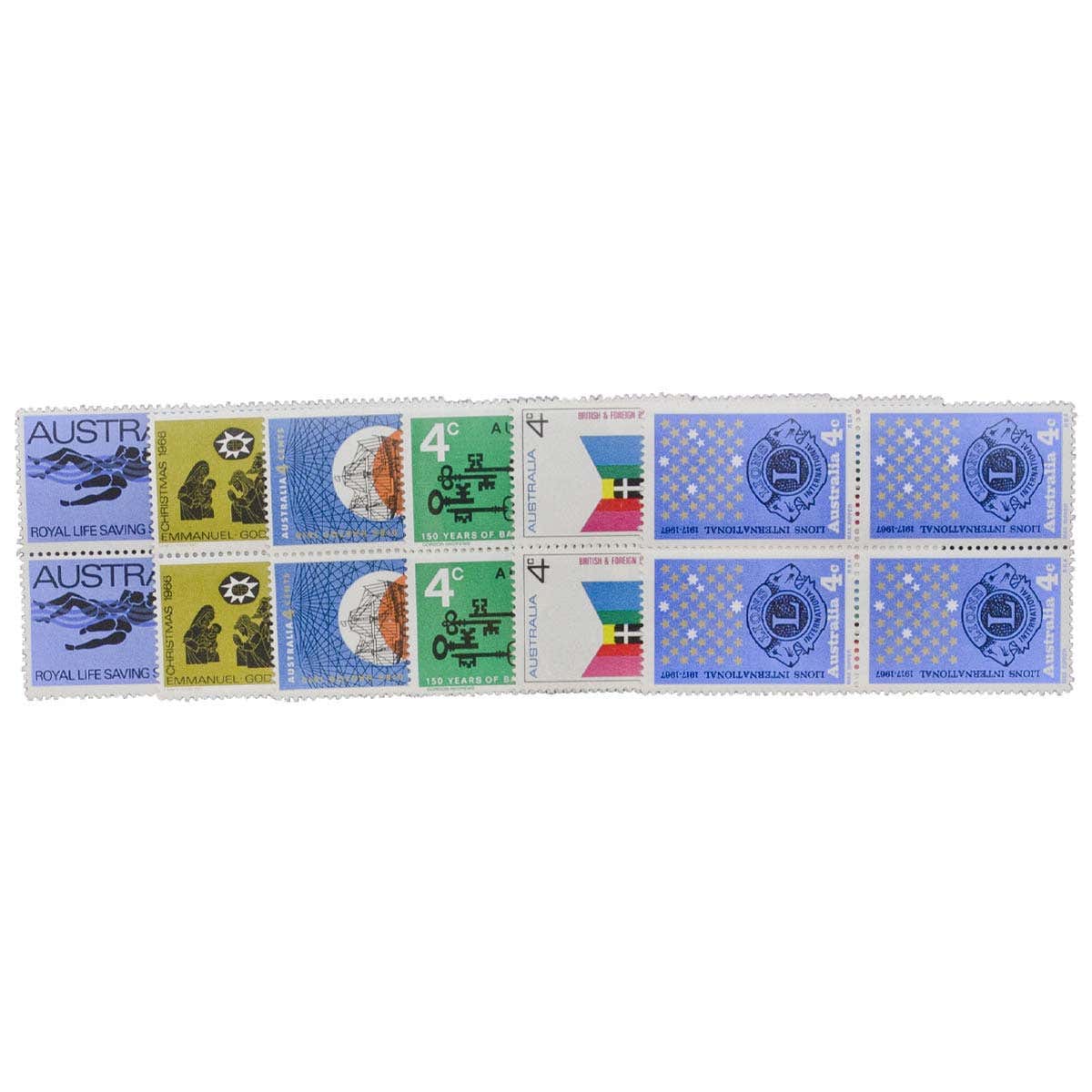 Australia 1966-70 Blocks of Four Stamps 25-Block Set Mint Unhinged - Image 5