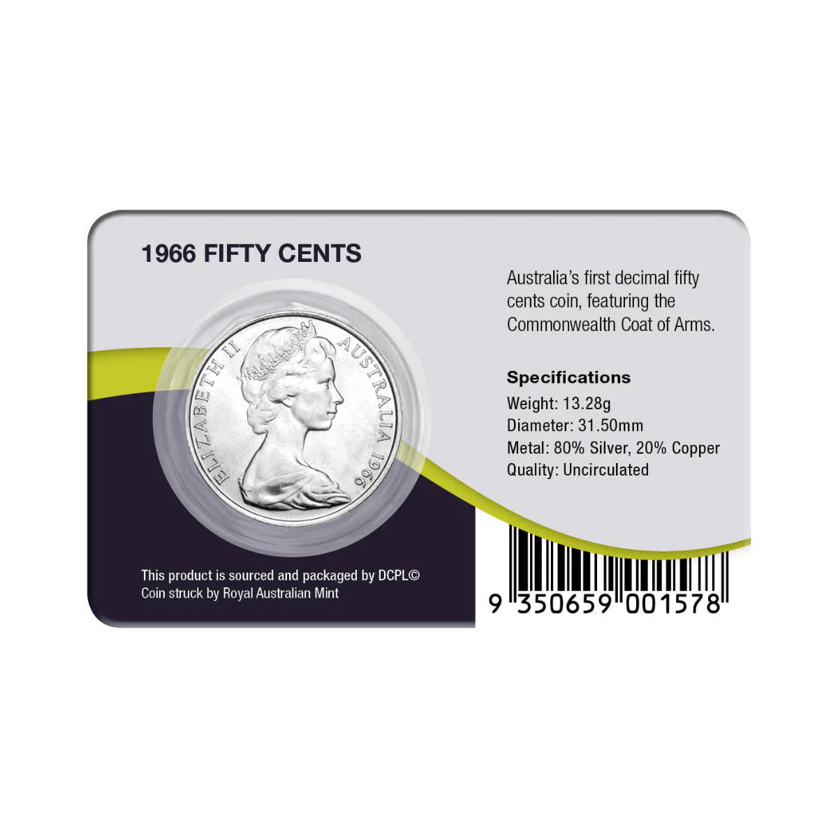 Australia 1966 Silver Round 50c Uncirculated Coin Pack - Image 2