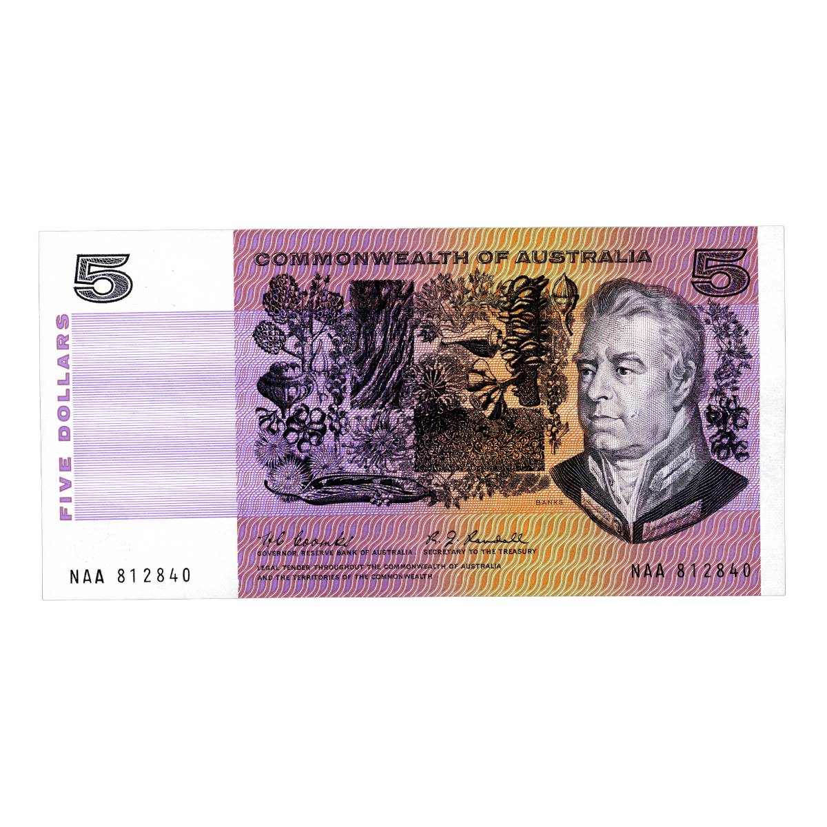 Australia 1967 $5 R201F Coombs/Randall NAA First Prefix Uncirculated Banknote