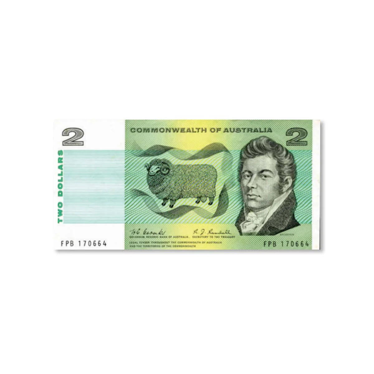 1968 $2 R81 Coombs/Randall Banknote Fine-Very Fine