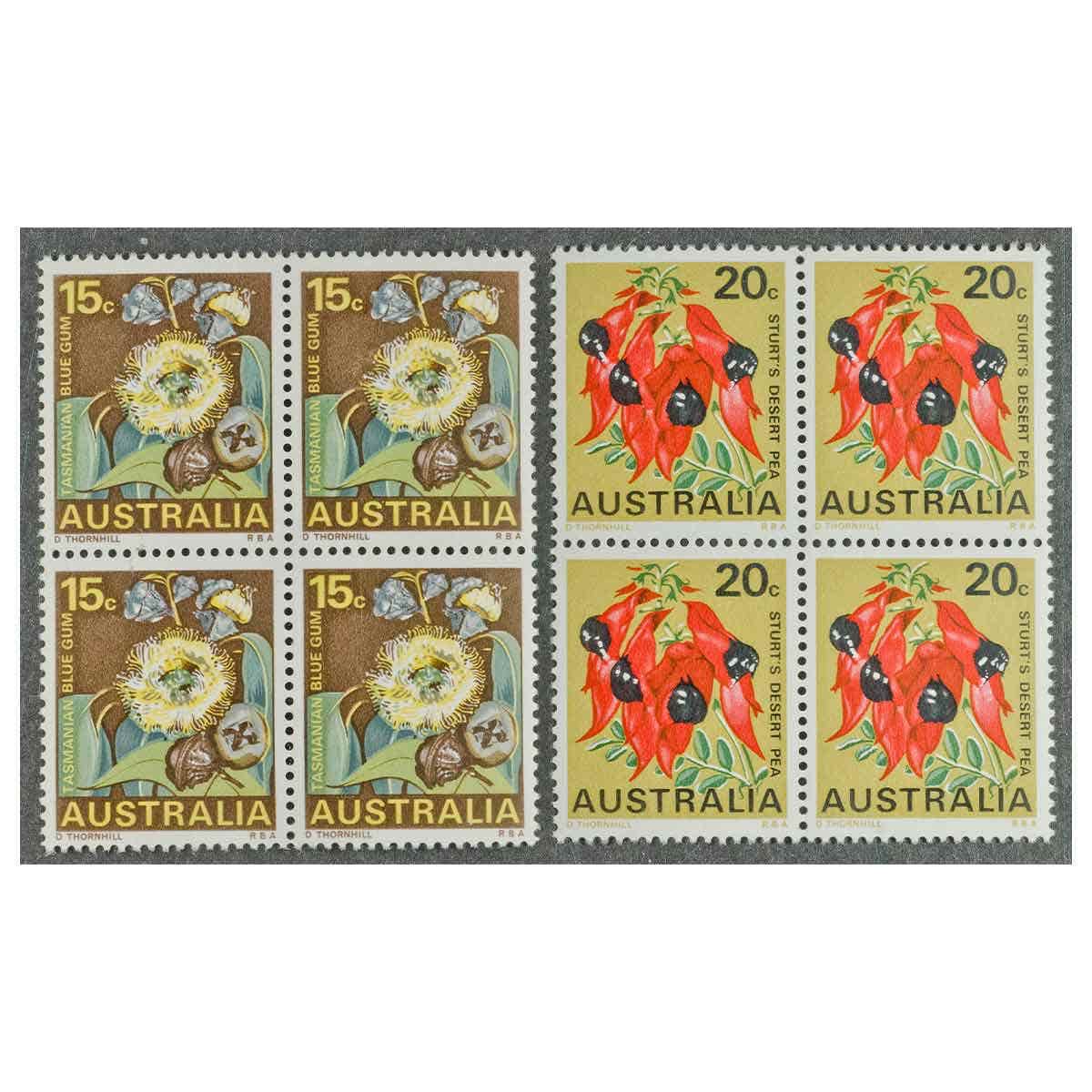 1968 Floral Emblems Blocks of Four Set of 6 (24 stamps) Mint Unhinged - Image 2