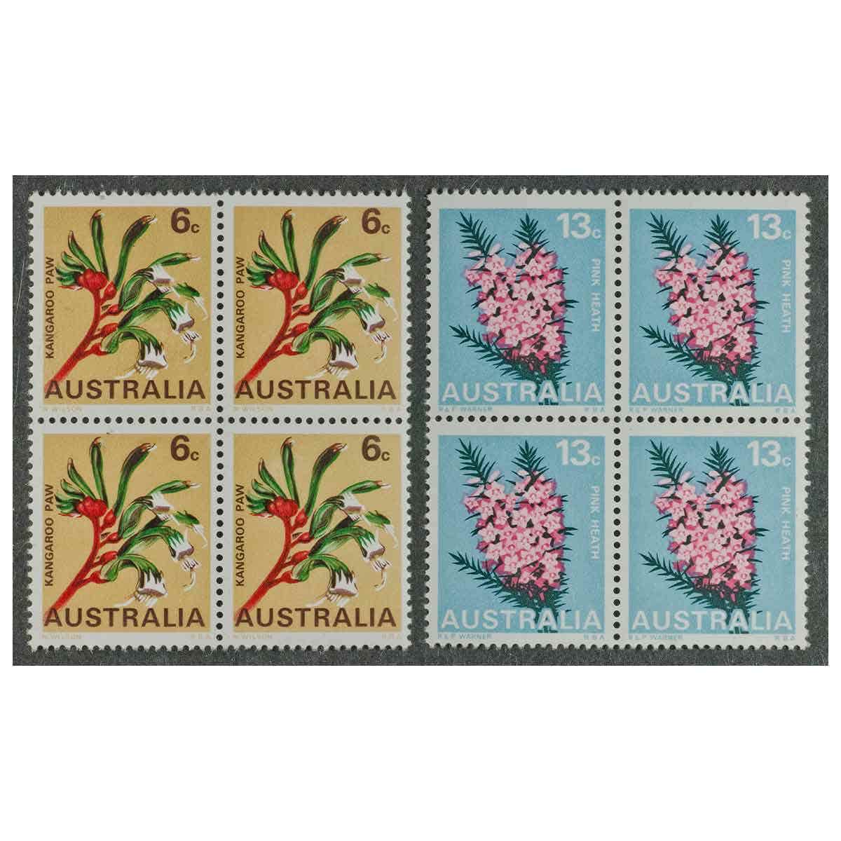 1968 Floral Emblems Blocks of Four Set of 6 (24 stamps) Mint Unhinged - Image 3