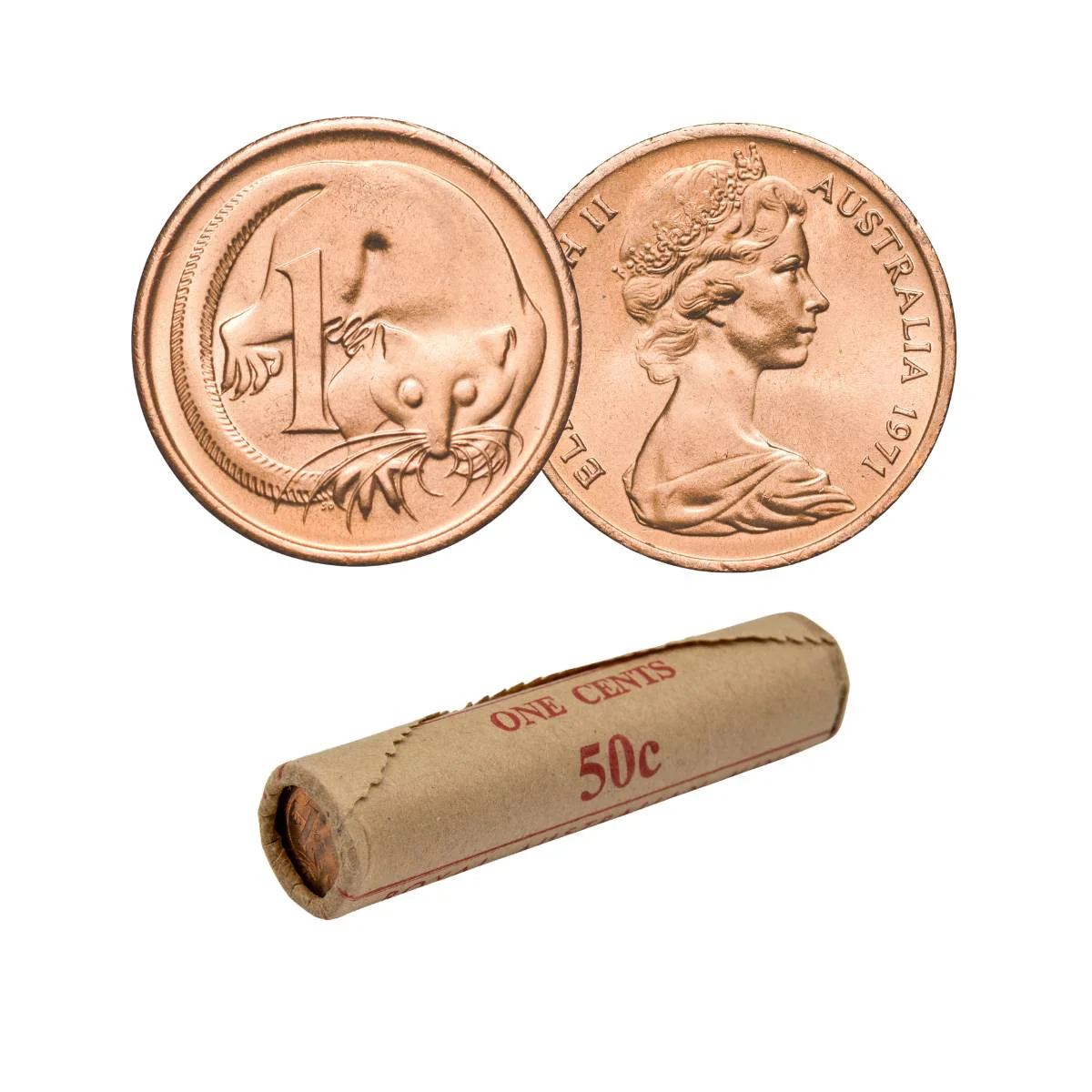 Australia 1971 1c Uncirculated 50-Coin RAM Roll