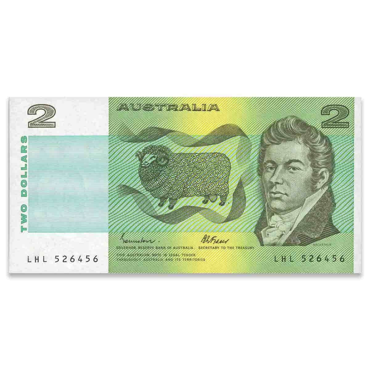 Australia 1985 $2 R89 Johnston/Fraser Uncirculated Banknote