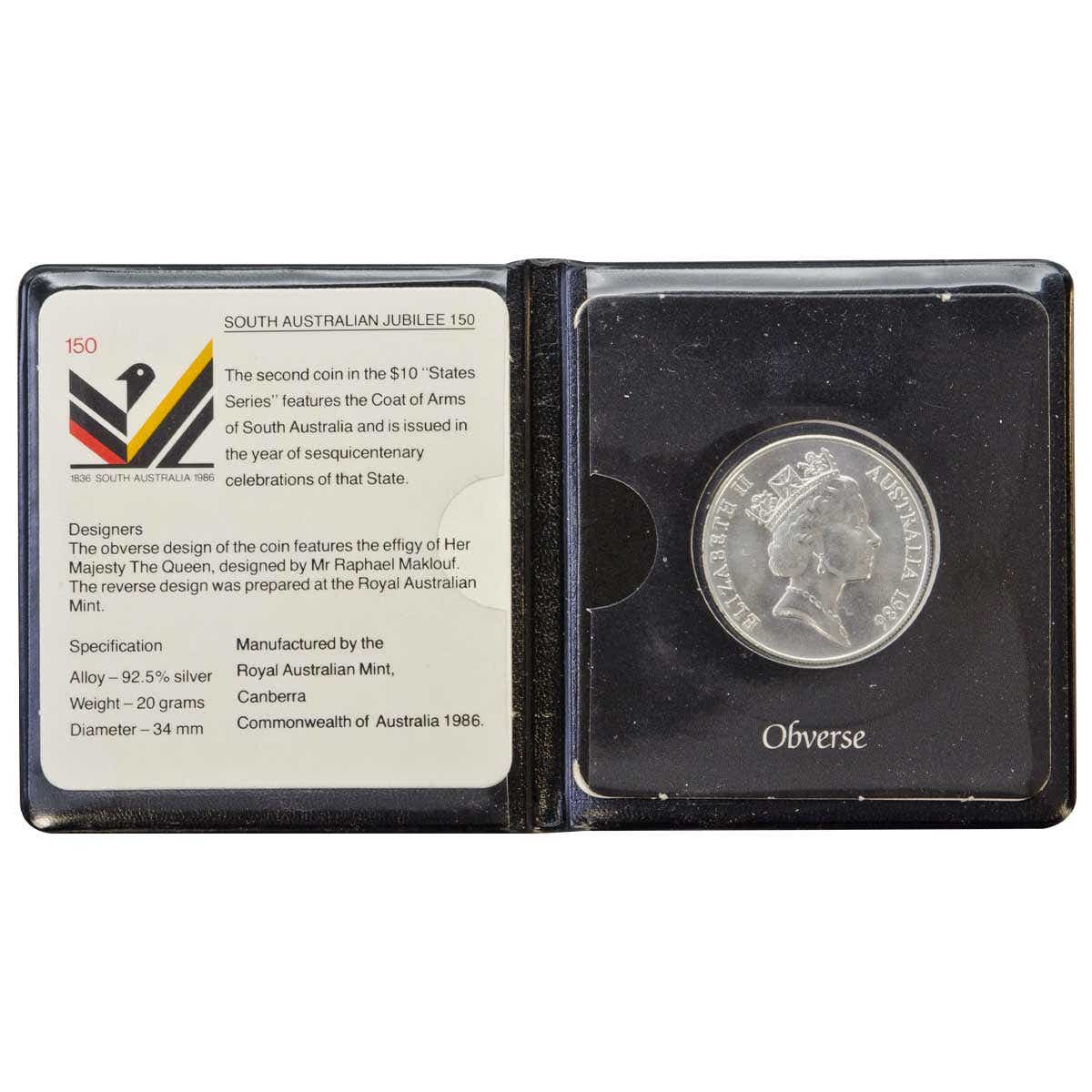 Australia 1986 $10 South Australia Silver Uncirculated Coin - Image 3