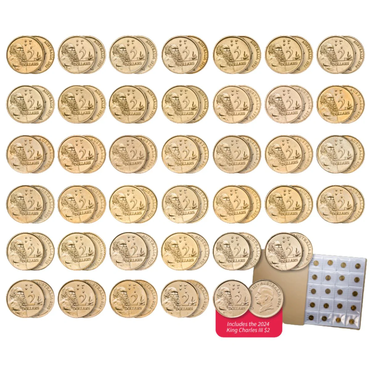 Australia 1988-2024 $2 Indigenous Elder Complete Uncirculated 39-Coin Collection