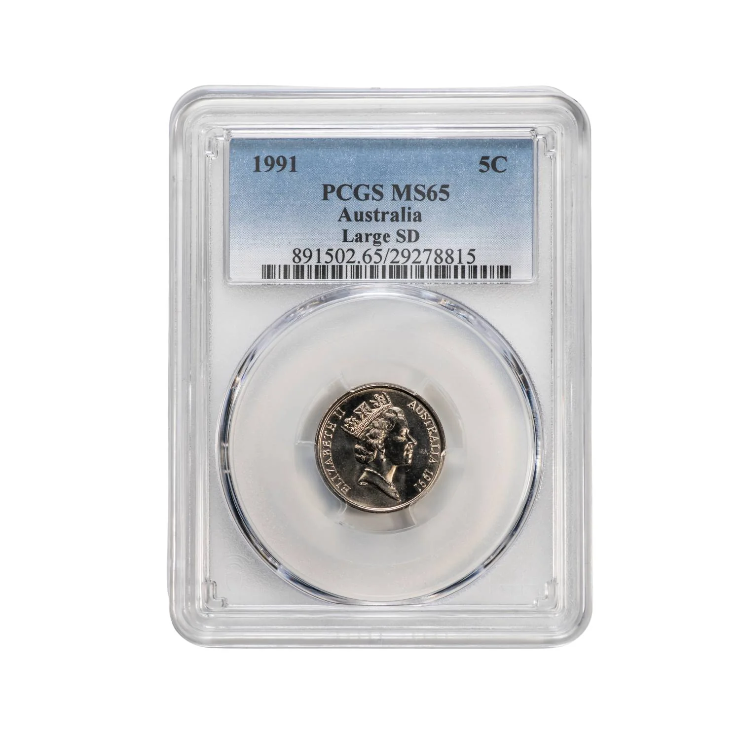 Australia 1991 5c Coin Large SD PCGS MS65 (Gem Uncirculated)