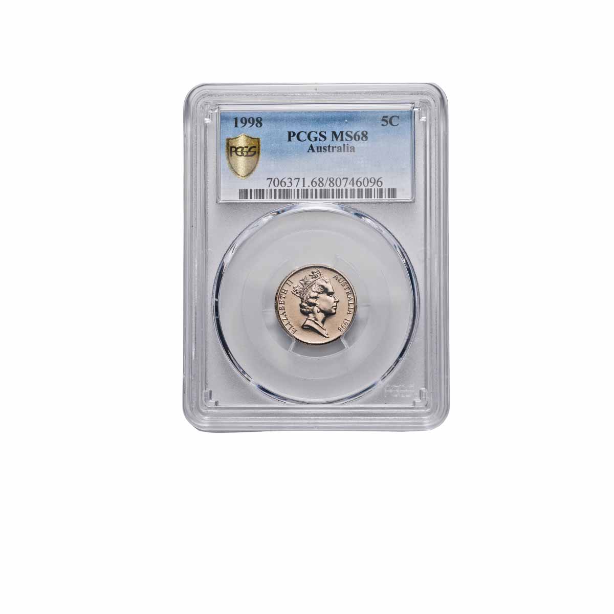 1998 5c PCGS MS68 (Gem Uncirculated)