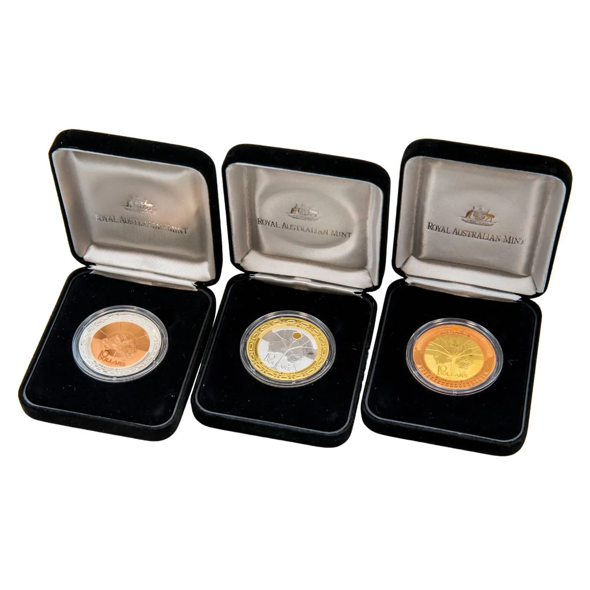 Australia 1999-2001 $10 Past, Present & Future Bimetal 3-Coin Proof Set - Image 3