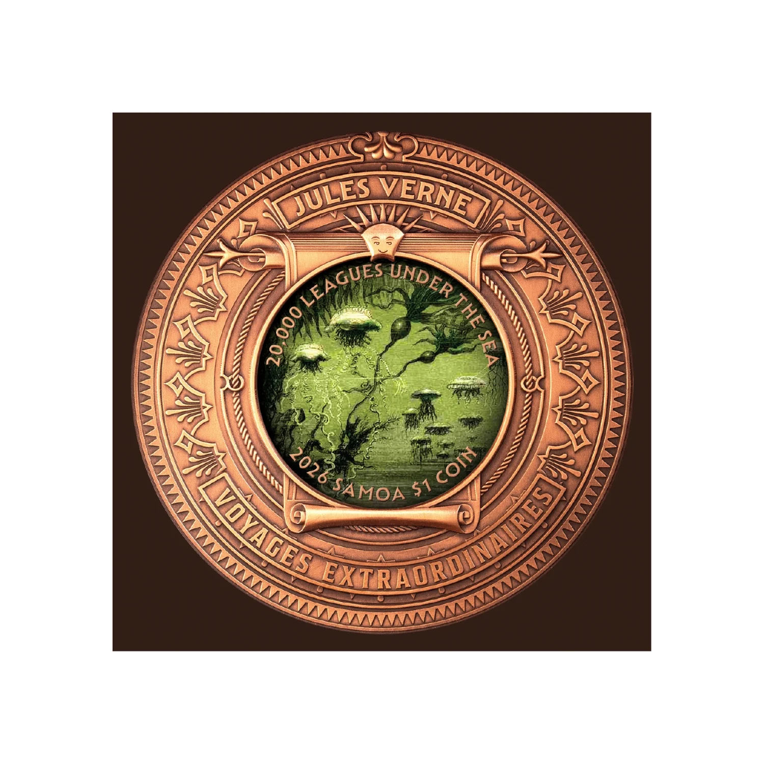 20,000 Leagues under the Sea 2026 $1 High Relief Rotating Silver & Copper Bimetal Antique Coin - Image 7