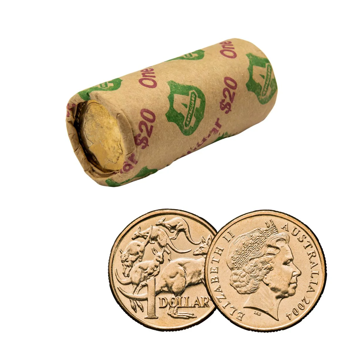 Australia 2004 $1 Aluminium-Bronze Uncirculated 20-Coin Heads/Tails Mint Roll