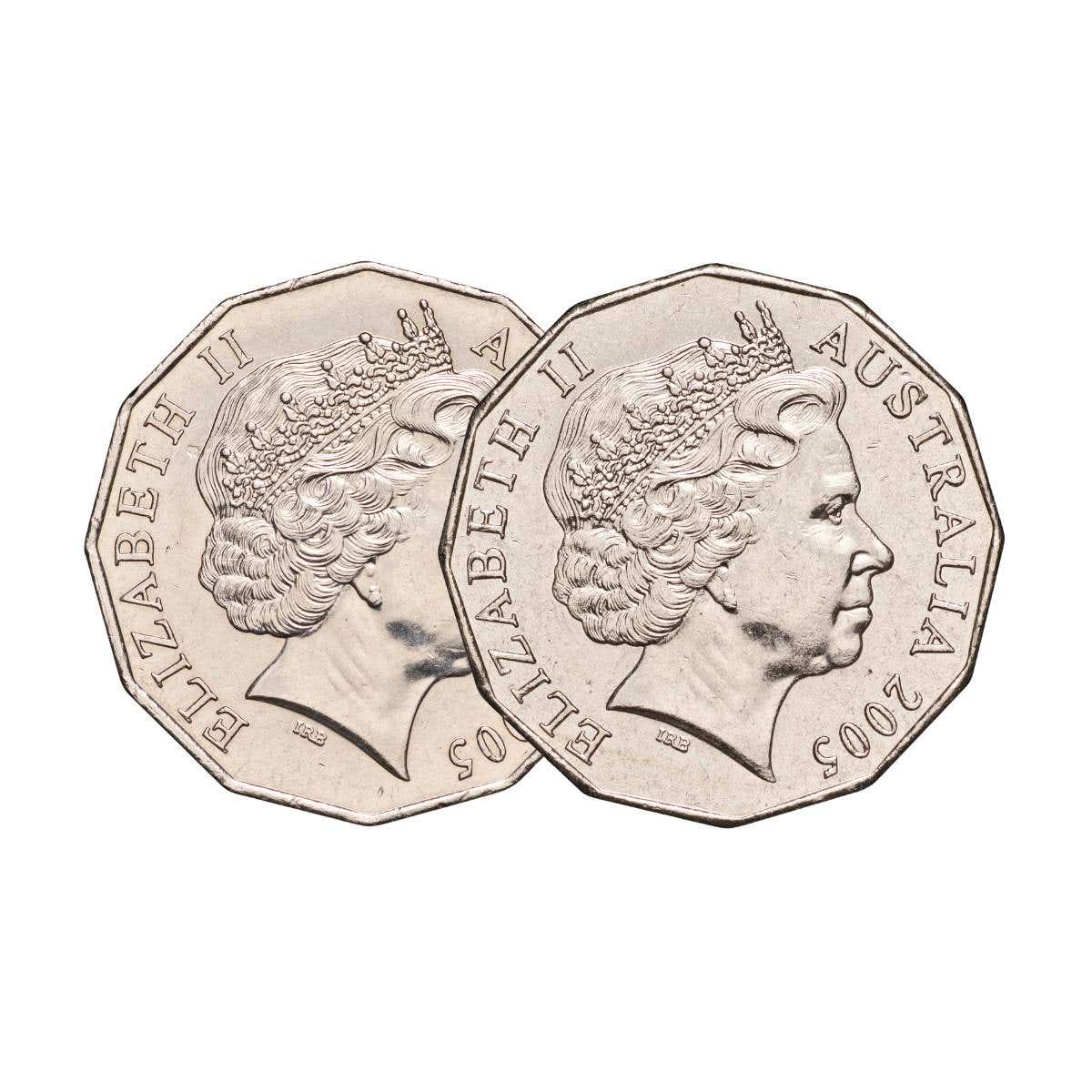 2005 50c WWII Blob & Normal Pair Unc - Image 2