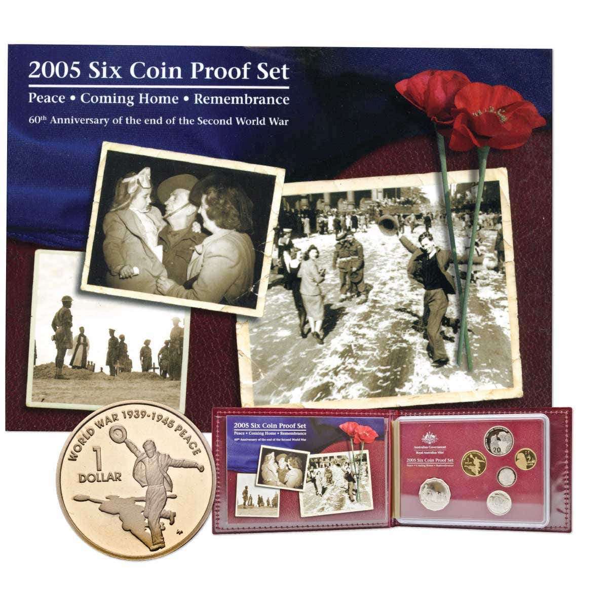 Australia End of WWII 60th Anniversary 2005 6-Coin Proof Set - Image 4