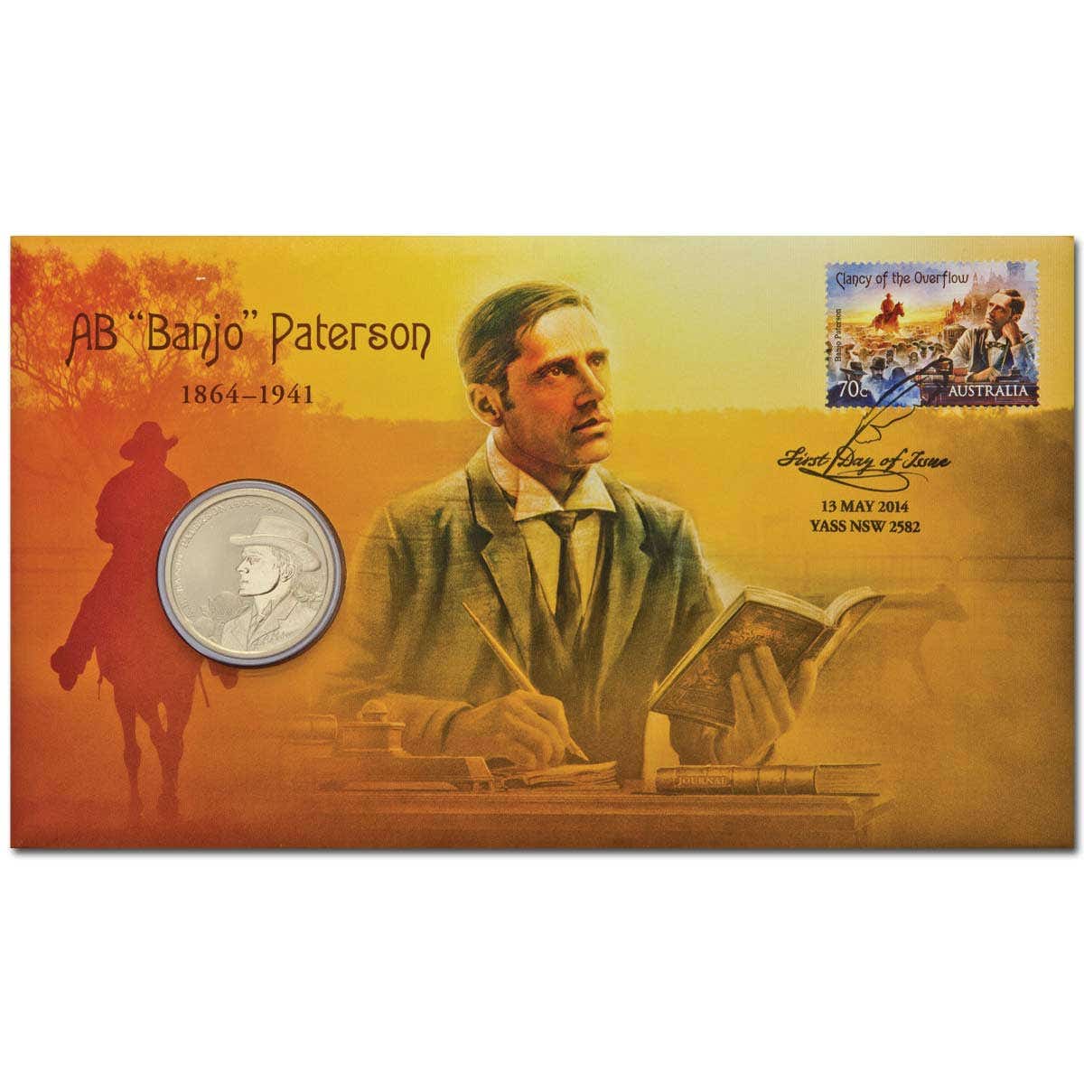 Australia 2014 $1 Banjo Paterson Stamp & Coin Cover