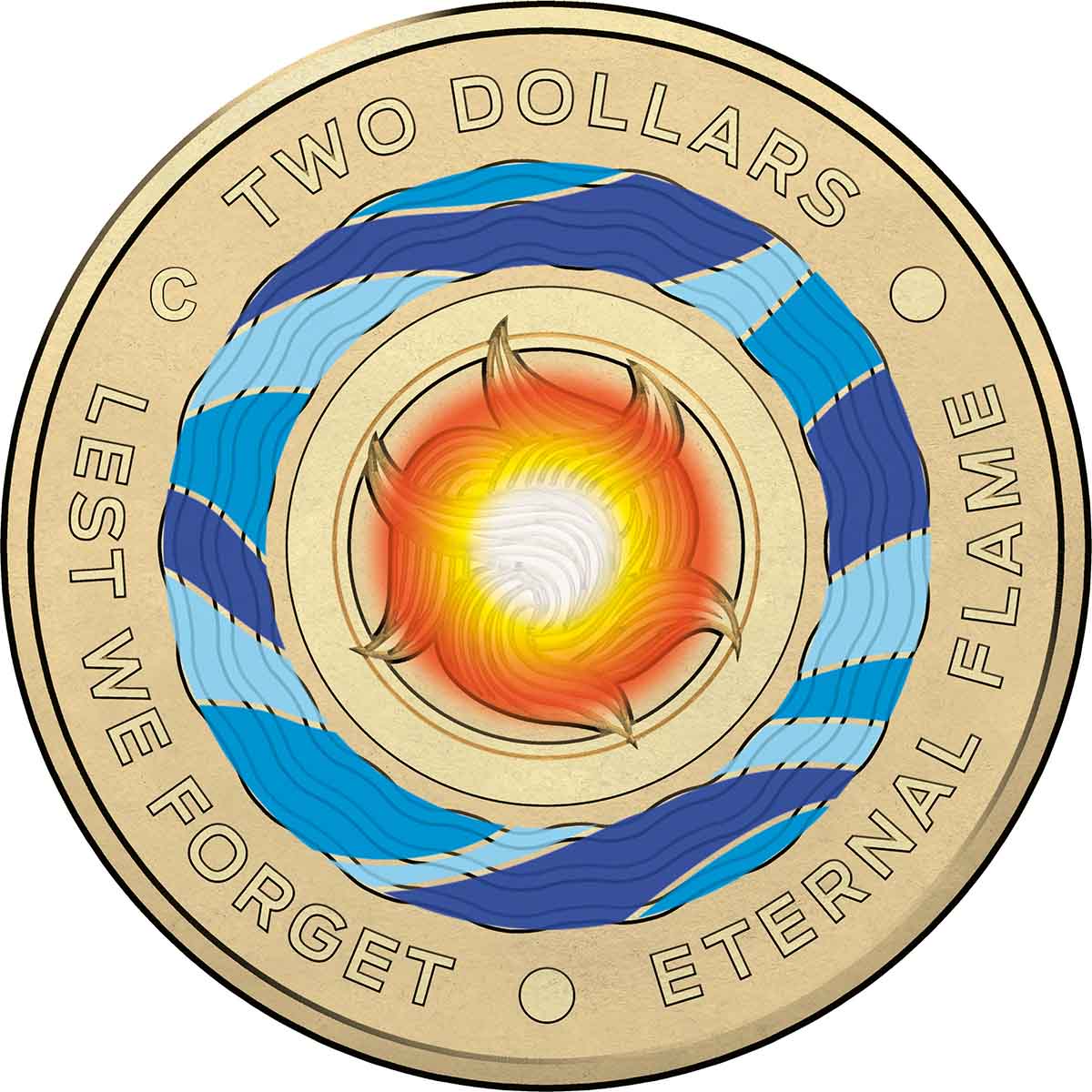 Australia 2018 $2 Lest We Forget C Mintmark Colour Aluminium-Bronze Uncirculated Coin - Image 2