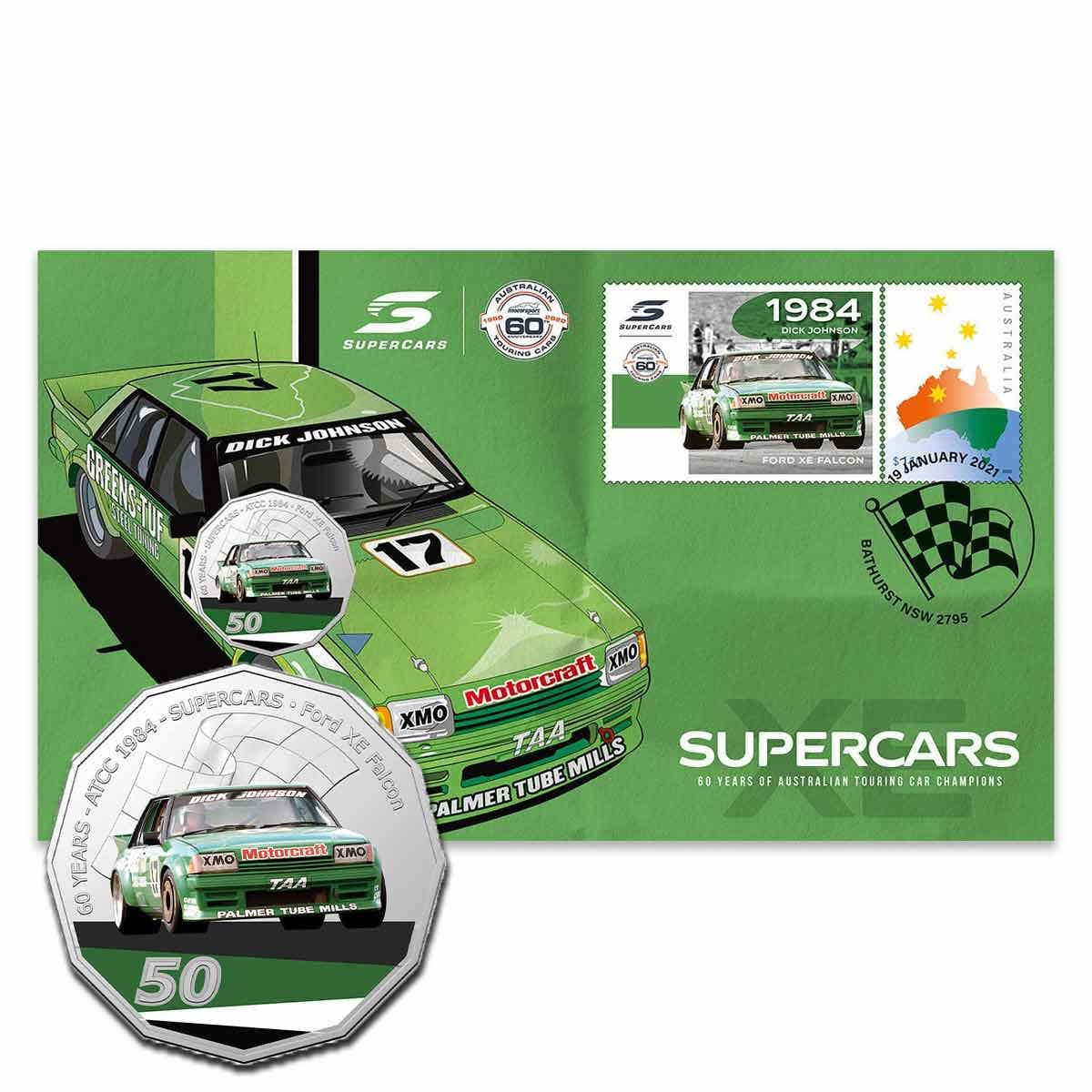 2020 50c 60 Years of Supercars XE Falcon Stamp & Coin Cover