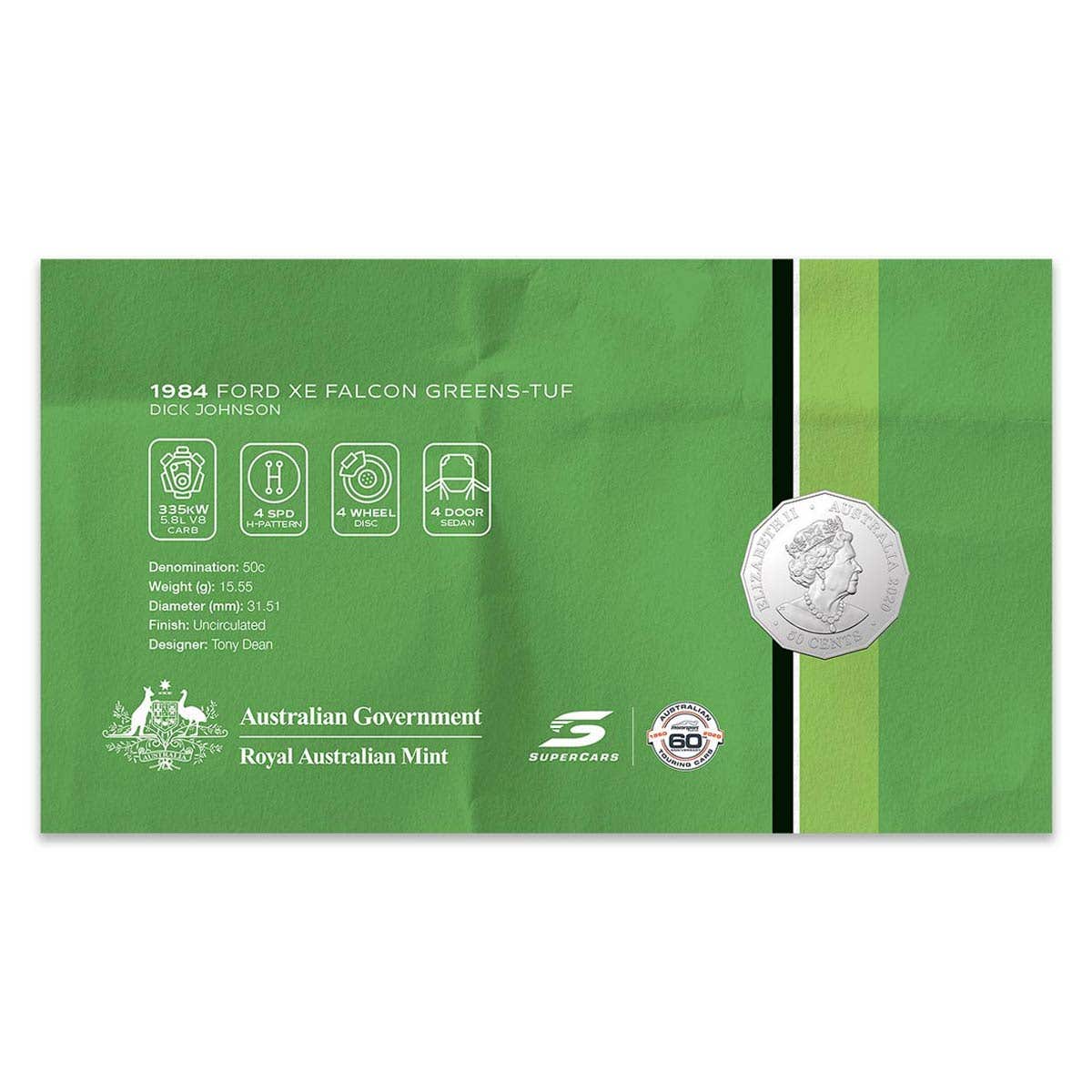 2020 50c 60 Years of Supercars XE Falcon Stamp & Coin Cover - Image 4