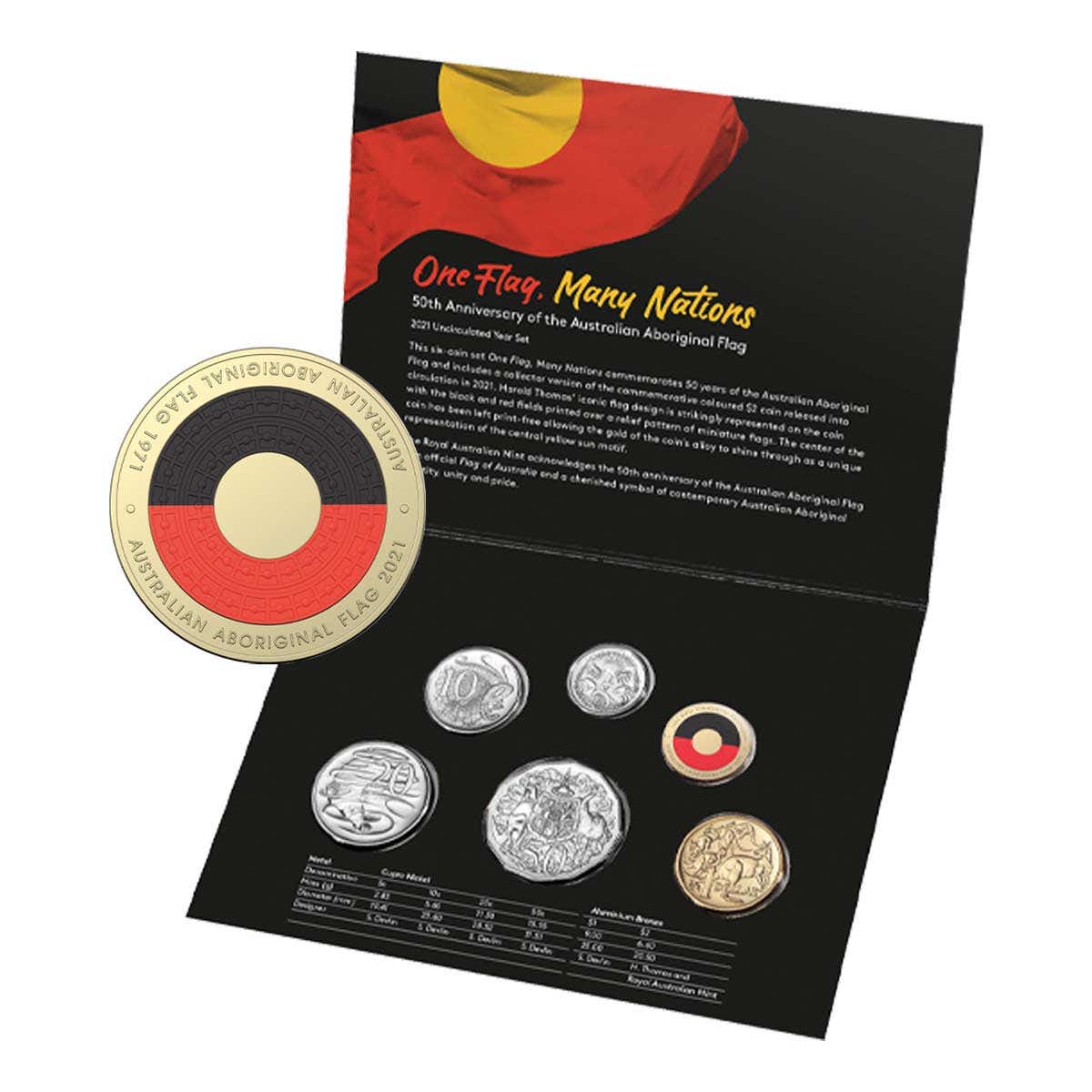 Australia Aboriginal Flag 50th Anniversary 2021 6-Coin Mint Set