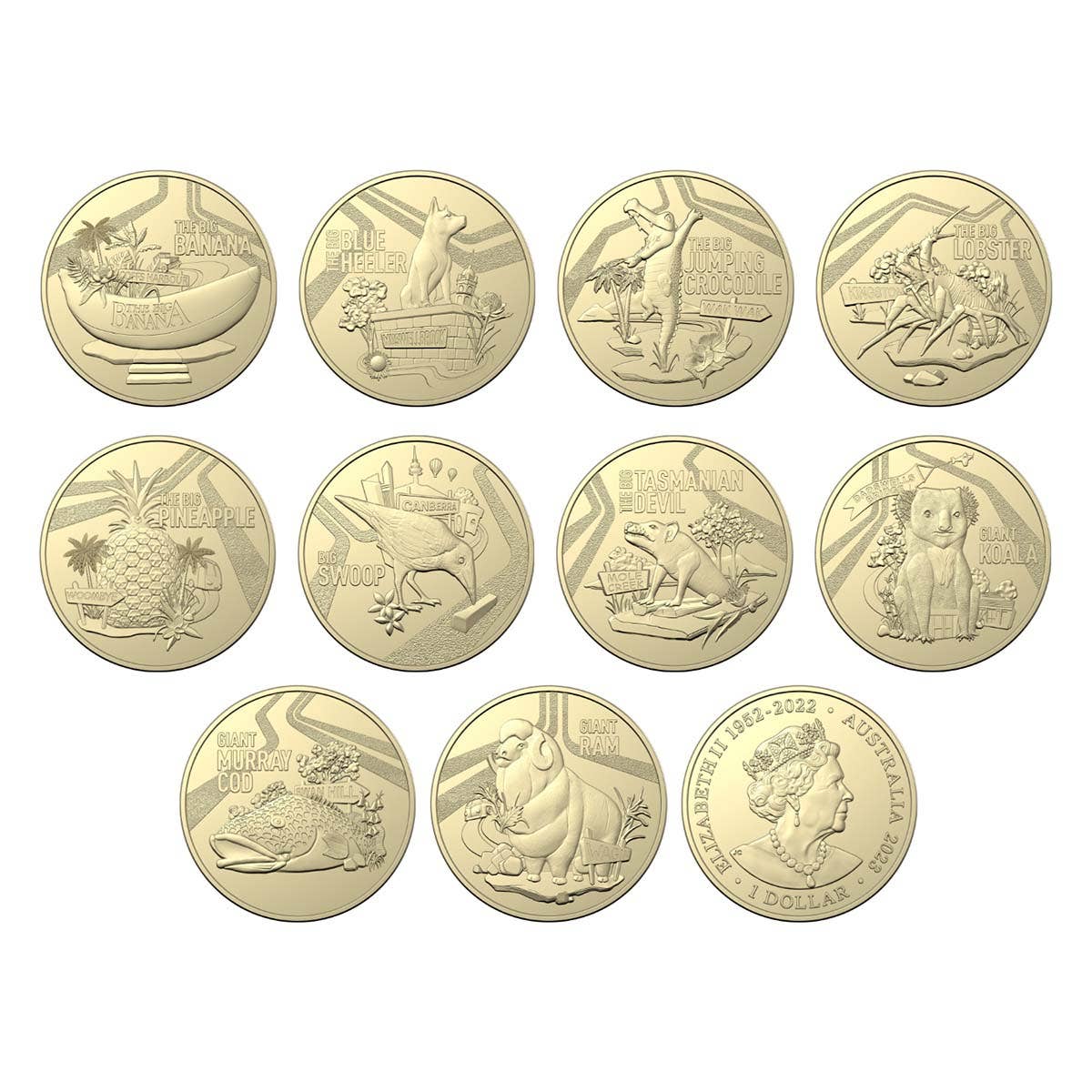 2023 $1 Big Things Uncirculated 10-Coin Set with Murray Cod Colour $1 - Image 3