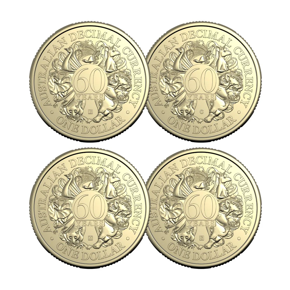 Australia 60th Anniversary of Decimal Currency 2026 $1 Mintmark & Privymark Uncirculated 4-Coin Set - Image 2
