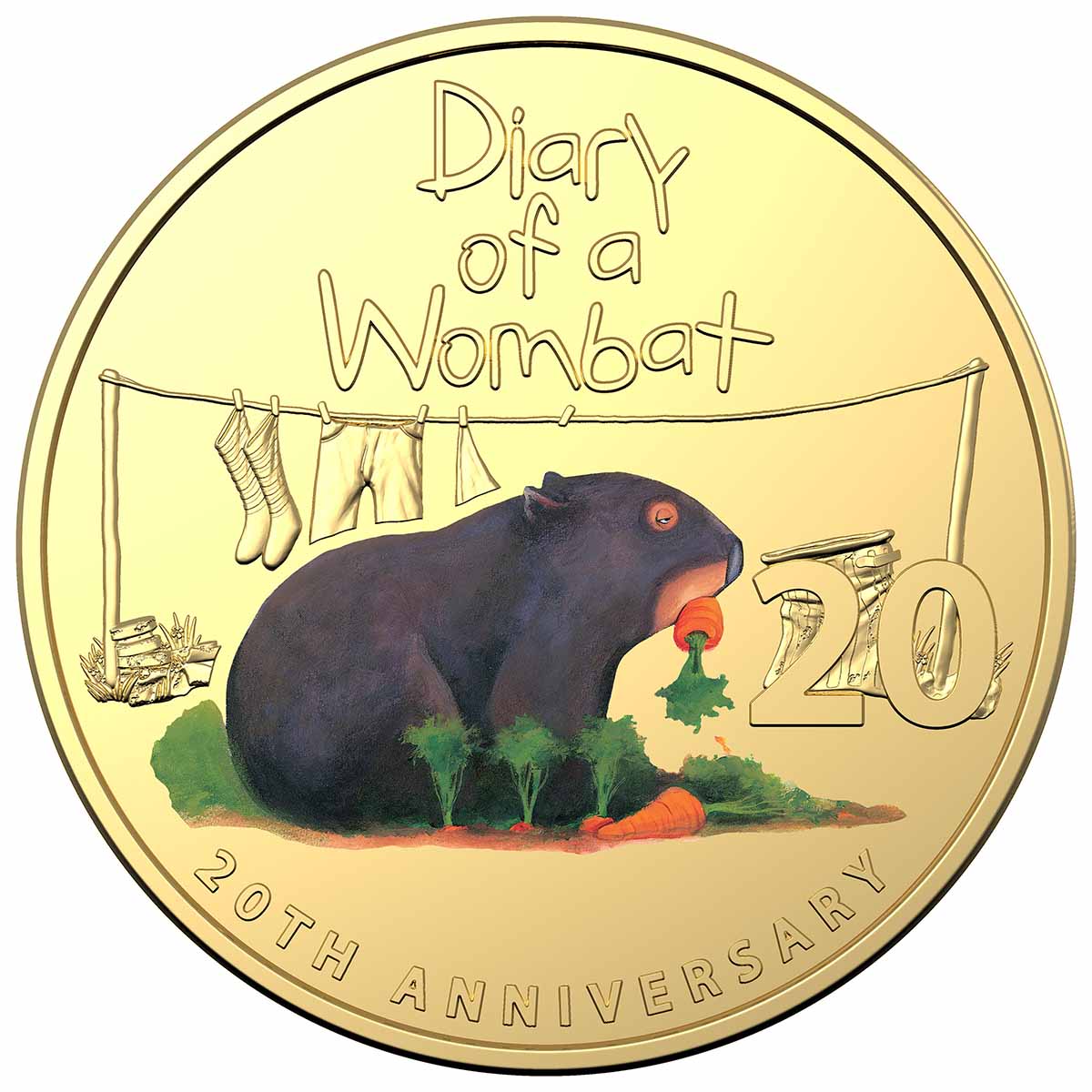 20th Anniversary Diary of a Wombat 2022 20c Cu/Ni Gold-Plated Coloured Deluxe Ed Book - Image 2