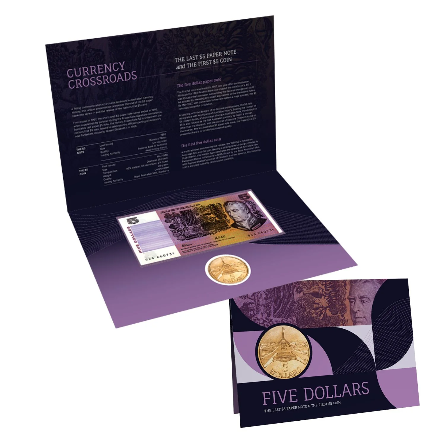 Australia $5 Last Note & First Coin Uncirculated Pack - Image 2