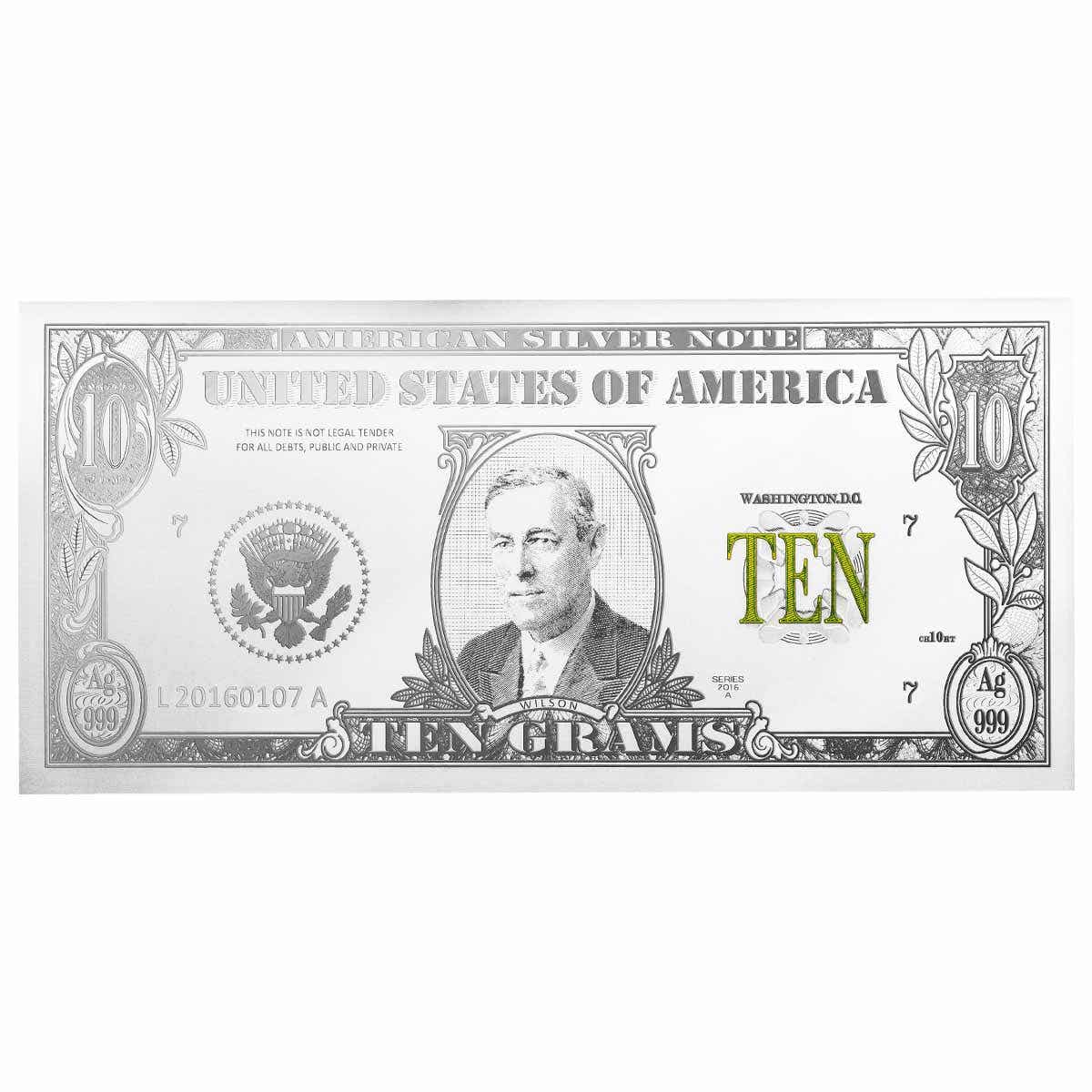American Silver Notes Woodrow Wilson $10 Banknote
