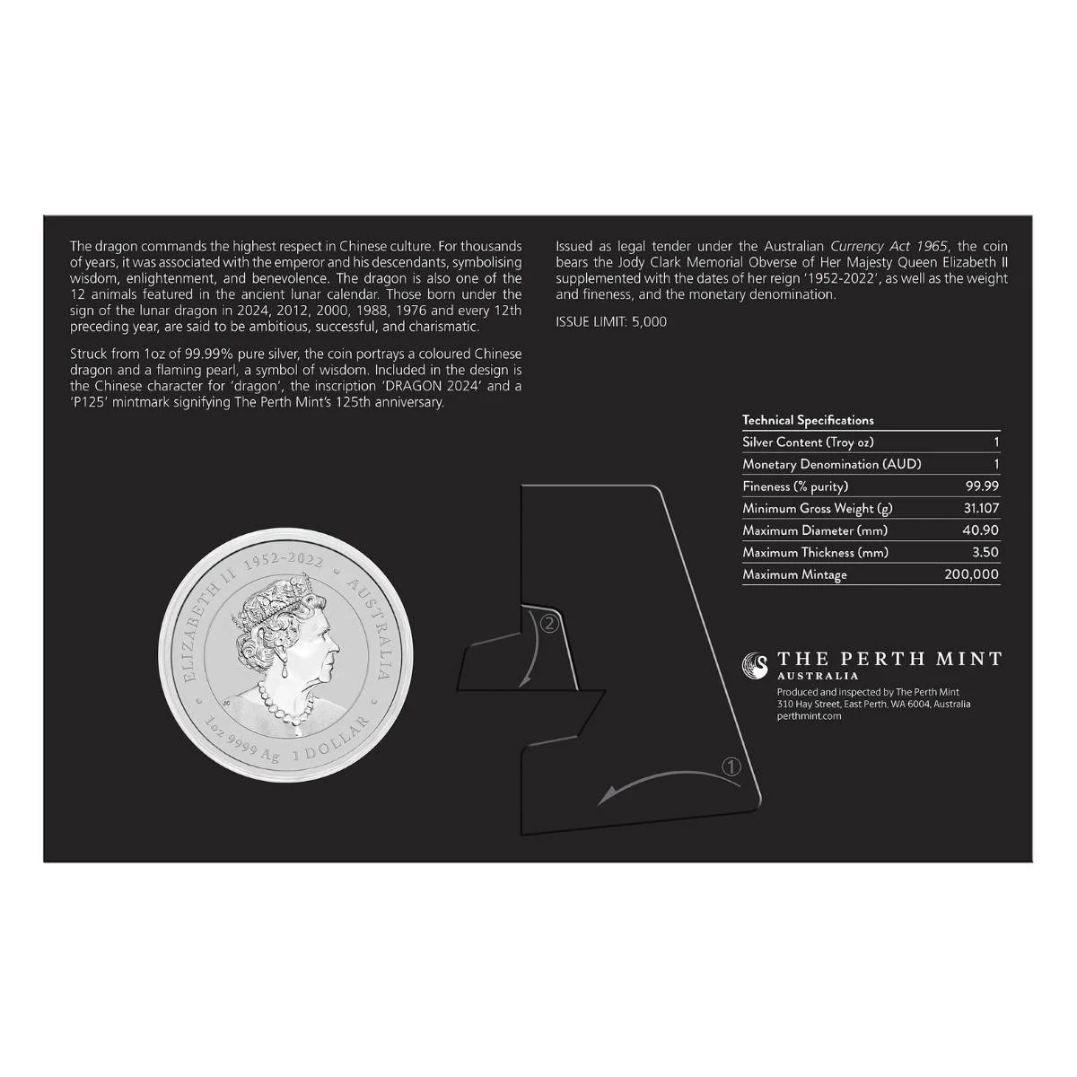 ANDA Sydney Money Expo 2024 $1 Year of the Dragon Silver Lilac Coloured 1oz Silver Brilliant Uncirculated Coin - Image 3